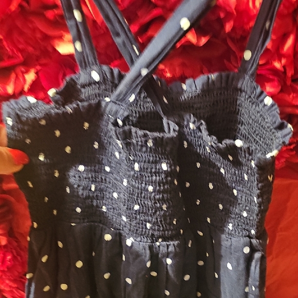 Old Navy Blue and White Smocked Polka Dot Halter Sundress Size Medium - Picture 5 of 7